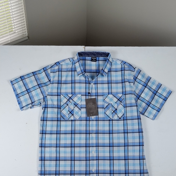 NWT Vese Men's Shirt Large Plaid Button Up Pockets Short Sleeves - Picture 4 of 10